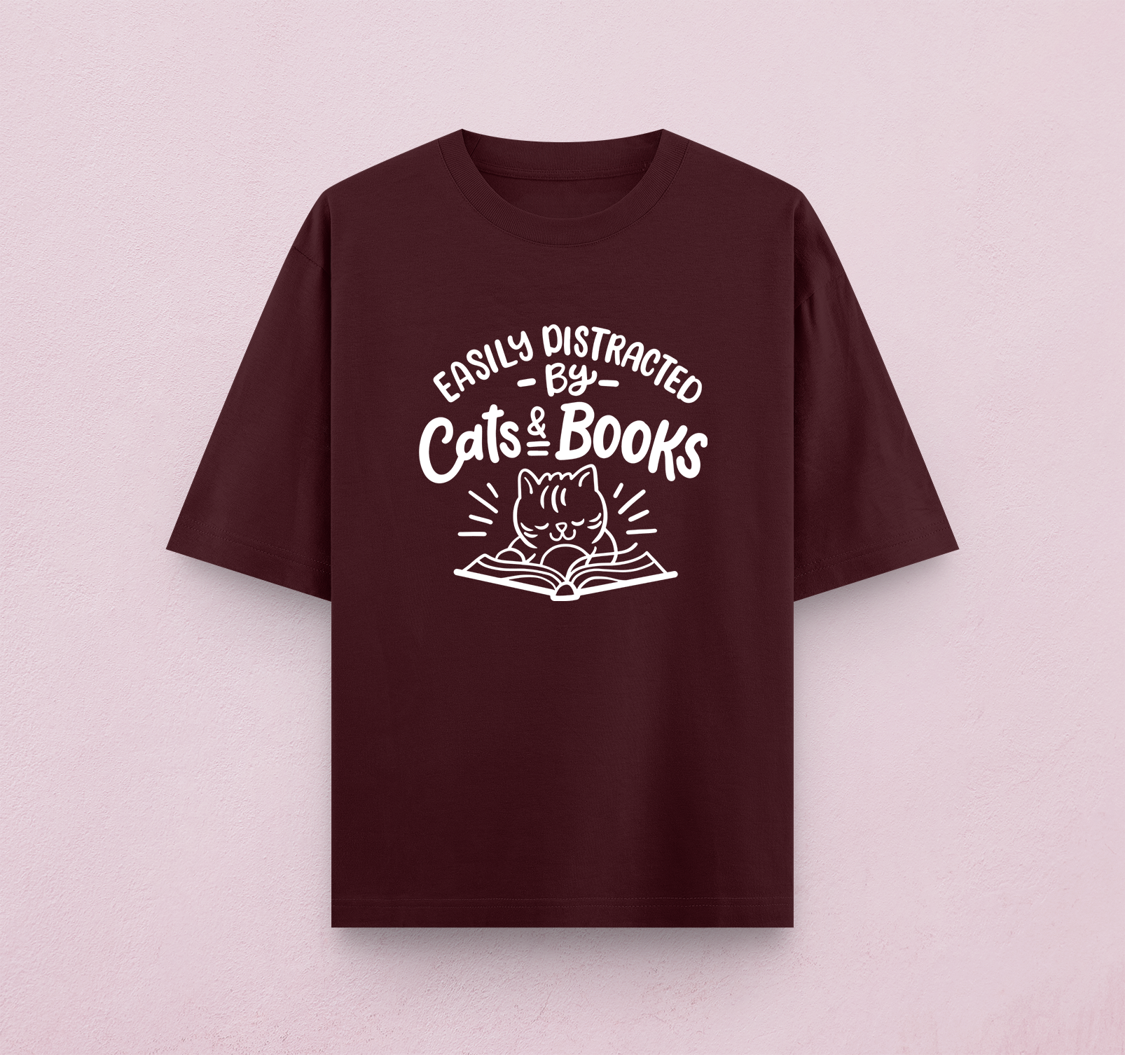 Easily Distracted By Cats And Books Oversized T-Shirt