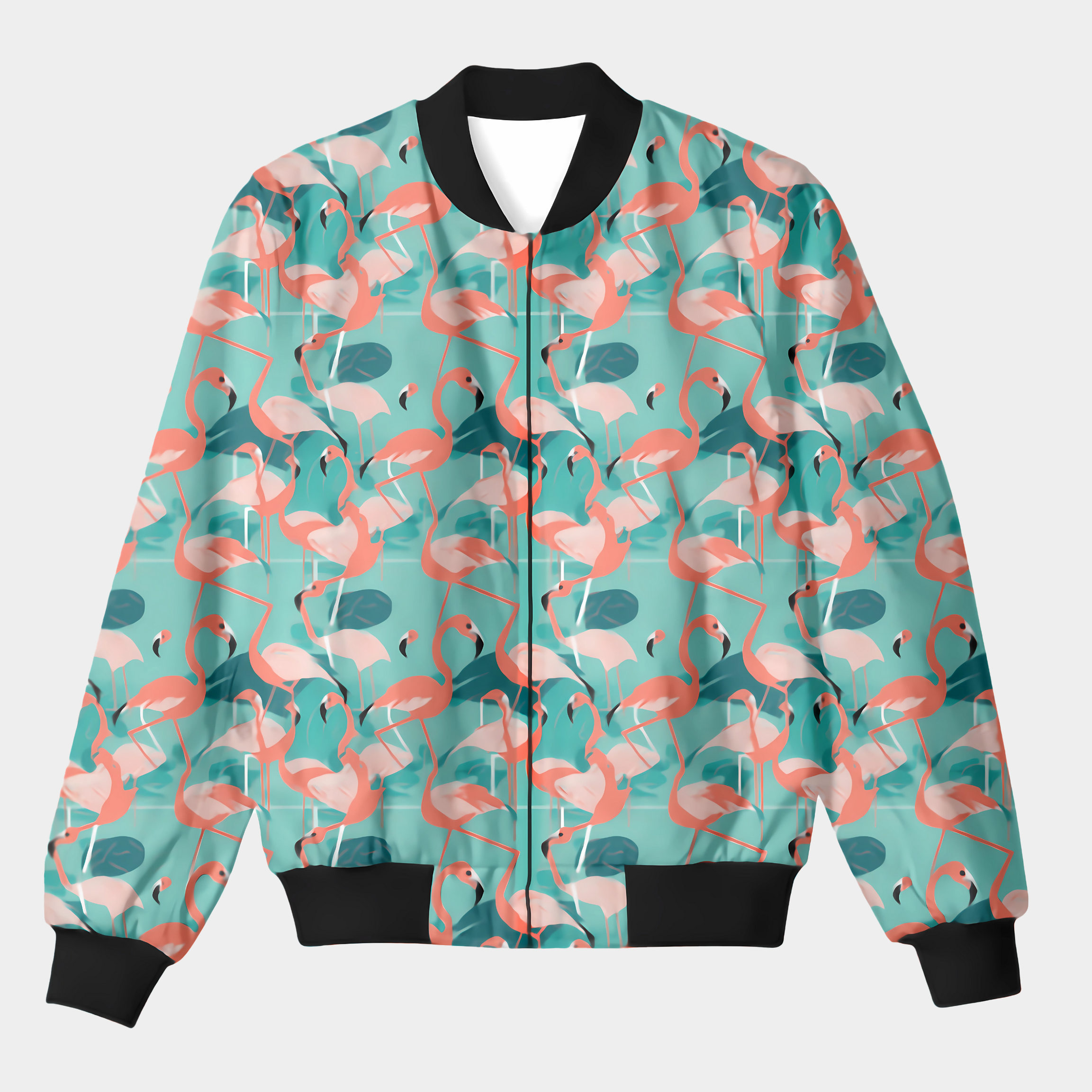 Abstract Flamingo Bomber Jacket