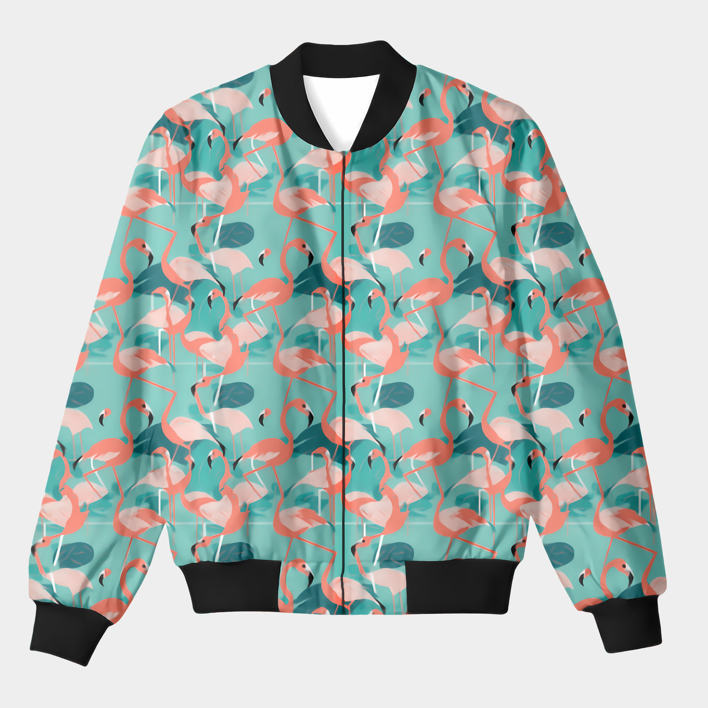 Abstract Flamingo Bomber Jacket