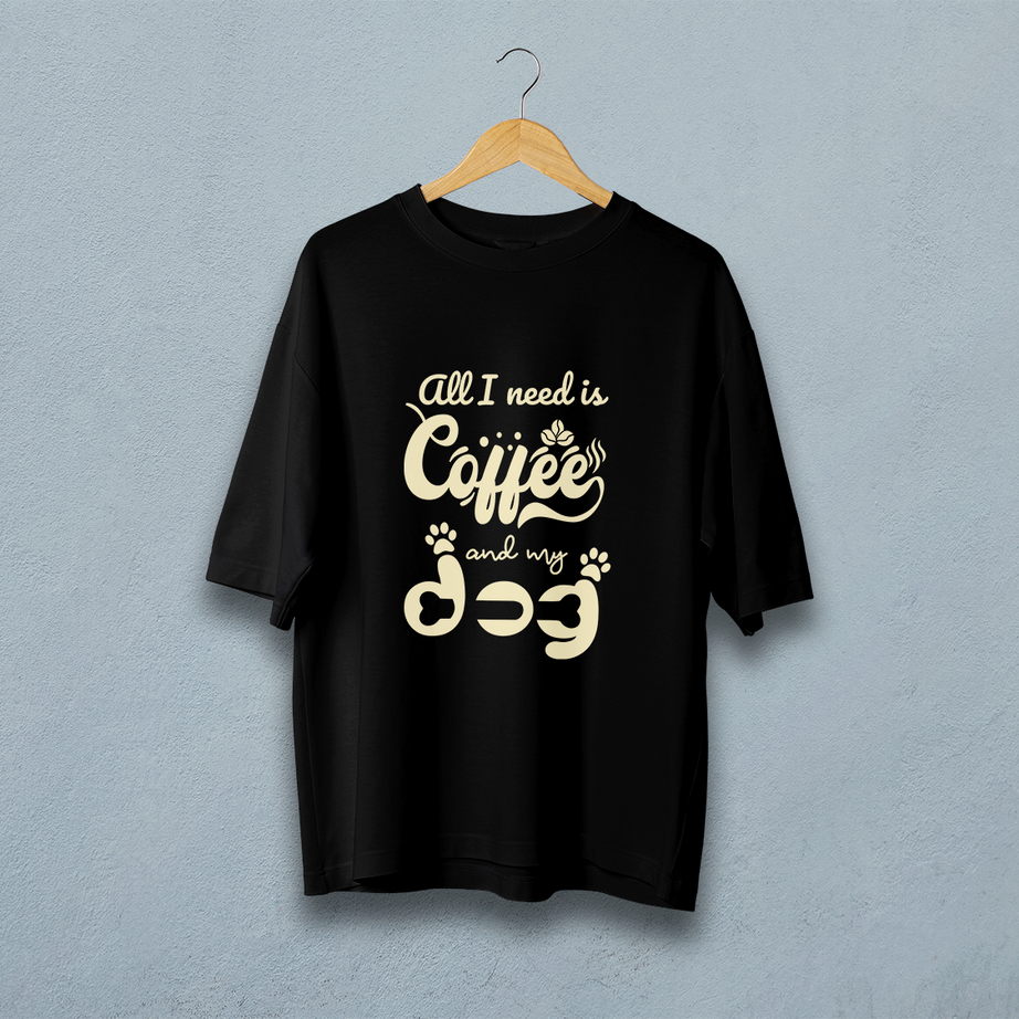 Coffee And My Dogs Oversized T-Shirt