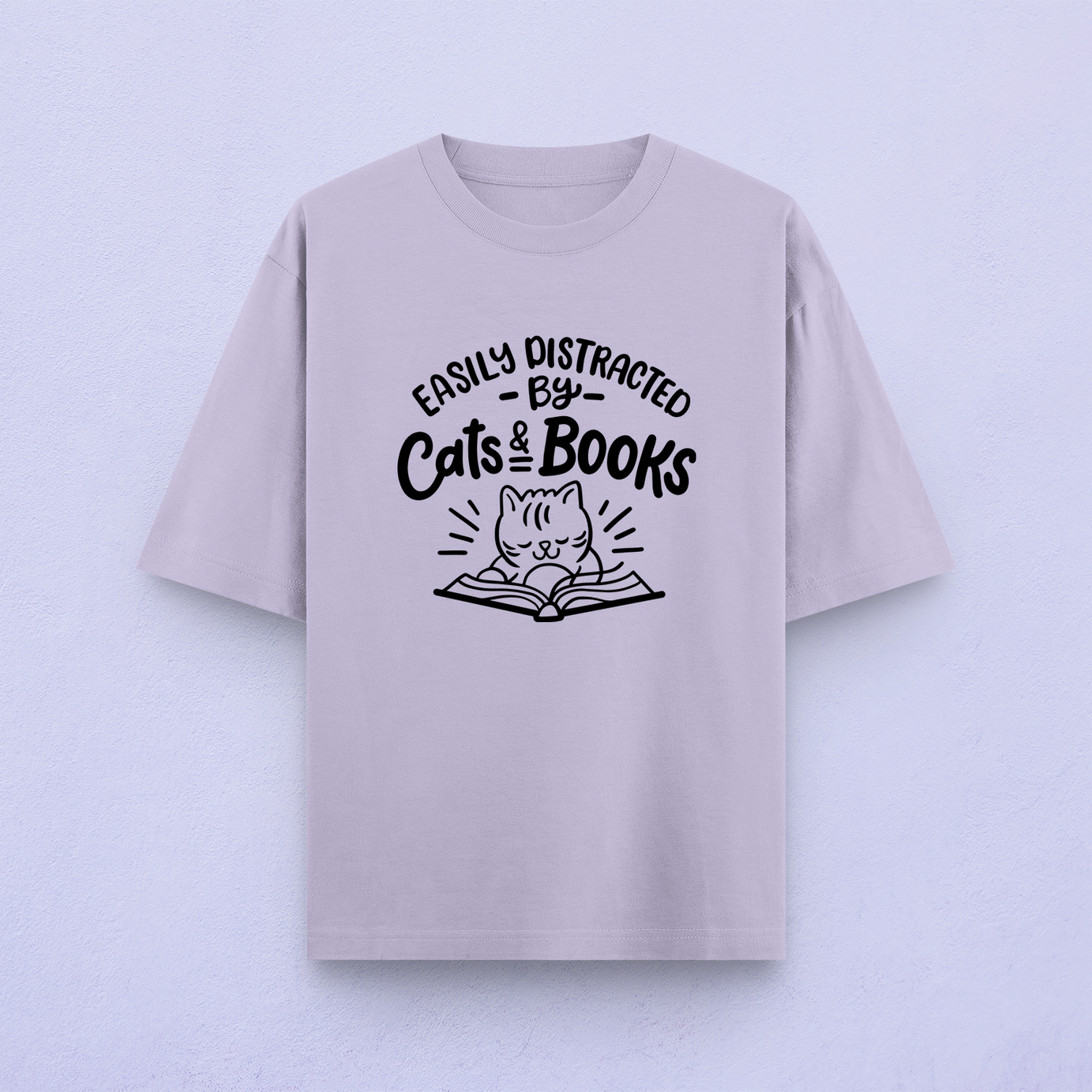 Easily Distracted By Cats And Books Oversized T-Shirt