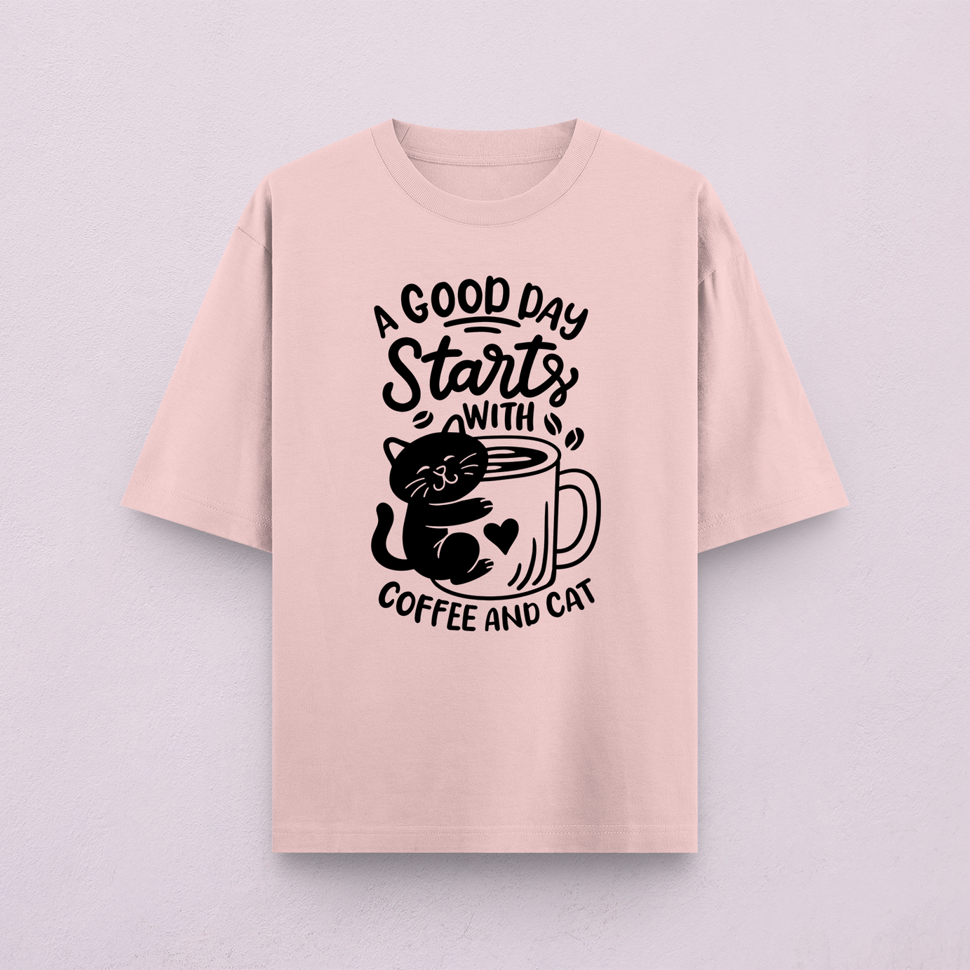 Coffee And Cats Oversized T-Shirt