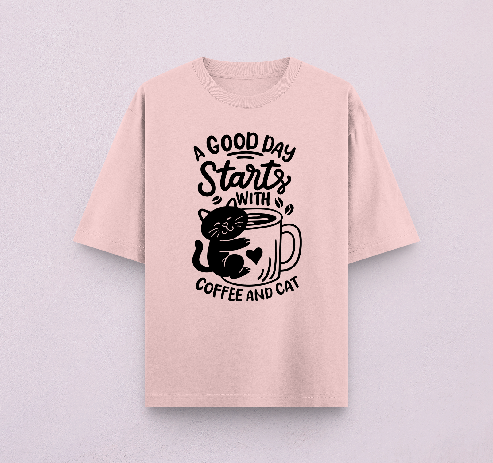 Coffee And Cats Oversized T-Shirt
