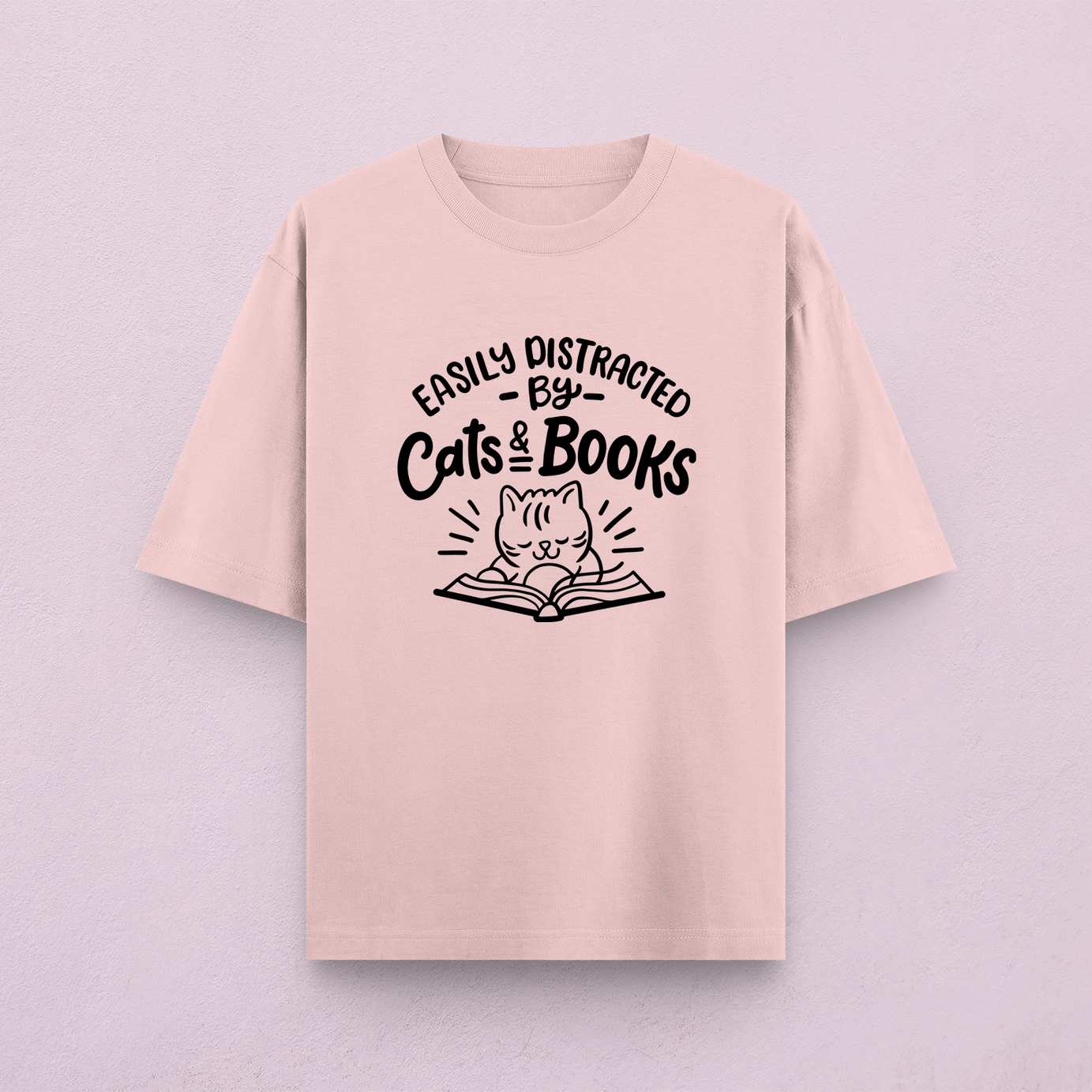 Easily Distracted By Cats And Books Oversized T-Shirt