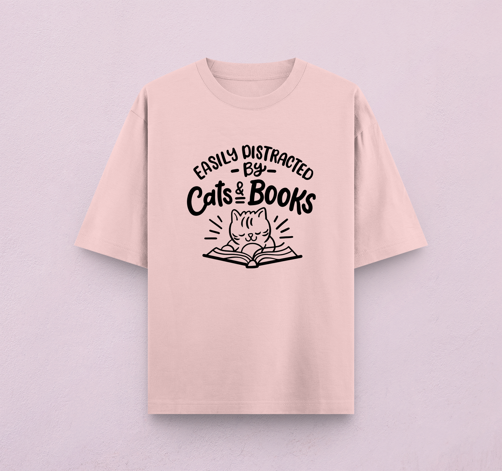 Easily Distracted By Cats And Books Oversized T-Shirt