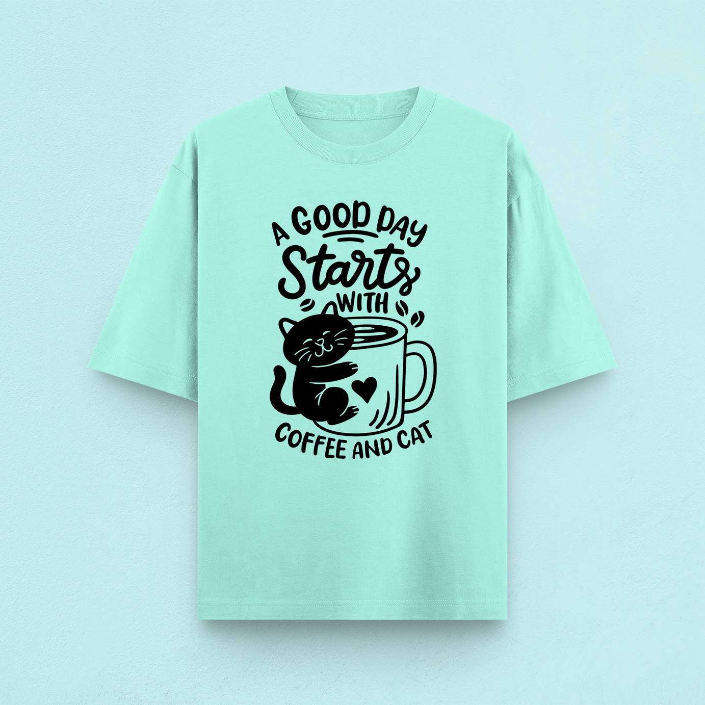 Coffee And Cats Oversized T-Shirt