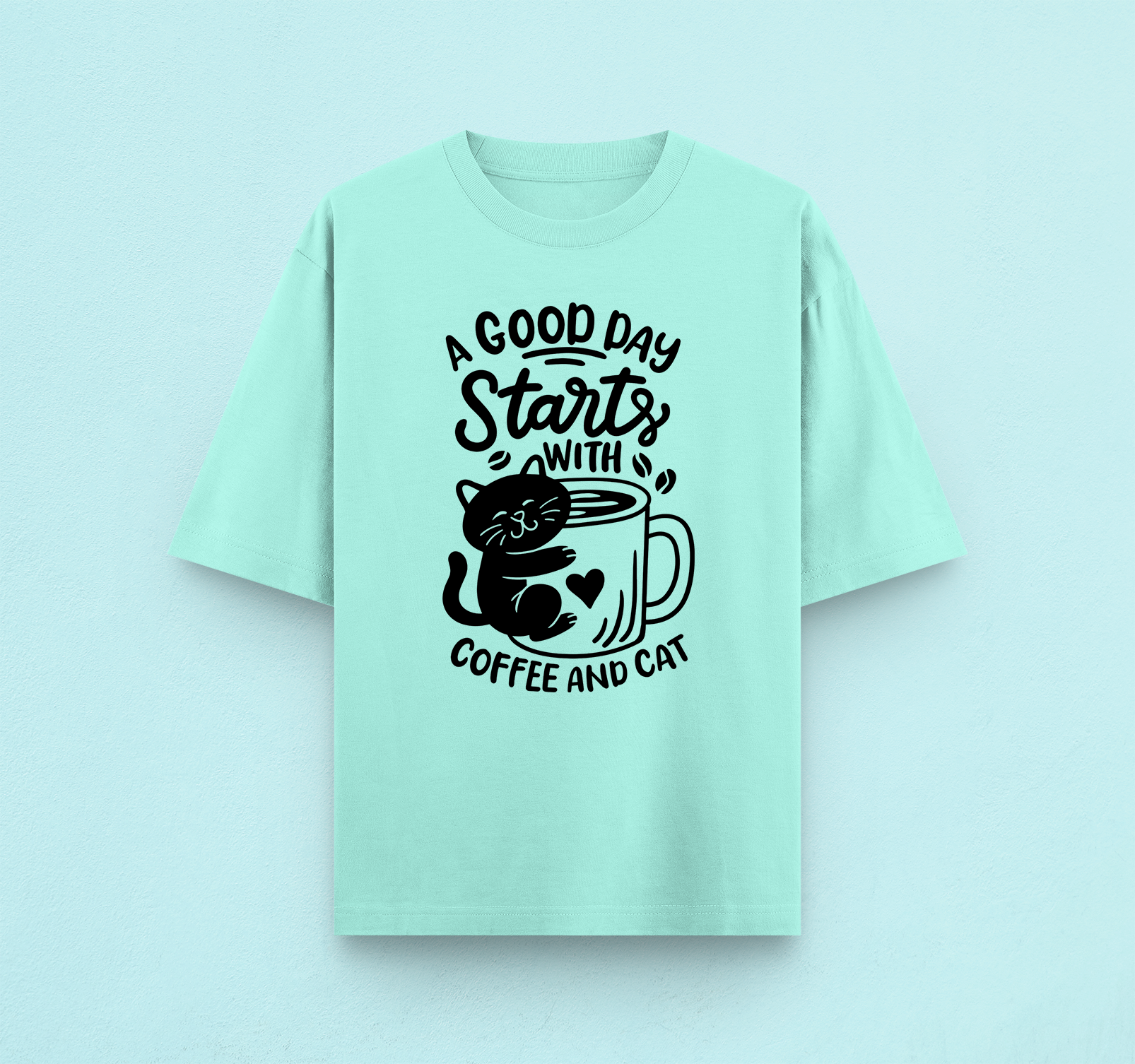 Coffee And Cats Oversized T-Shirt
