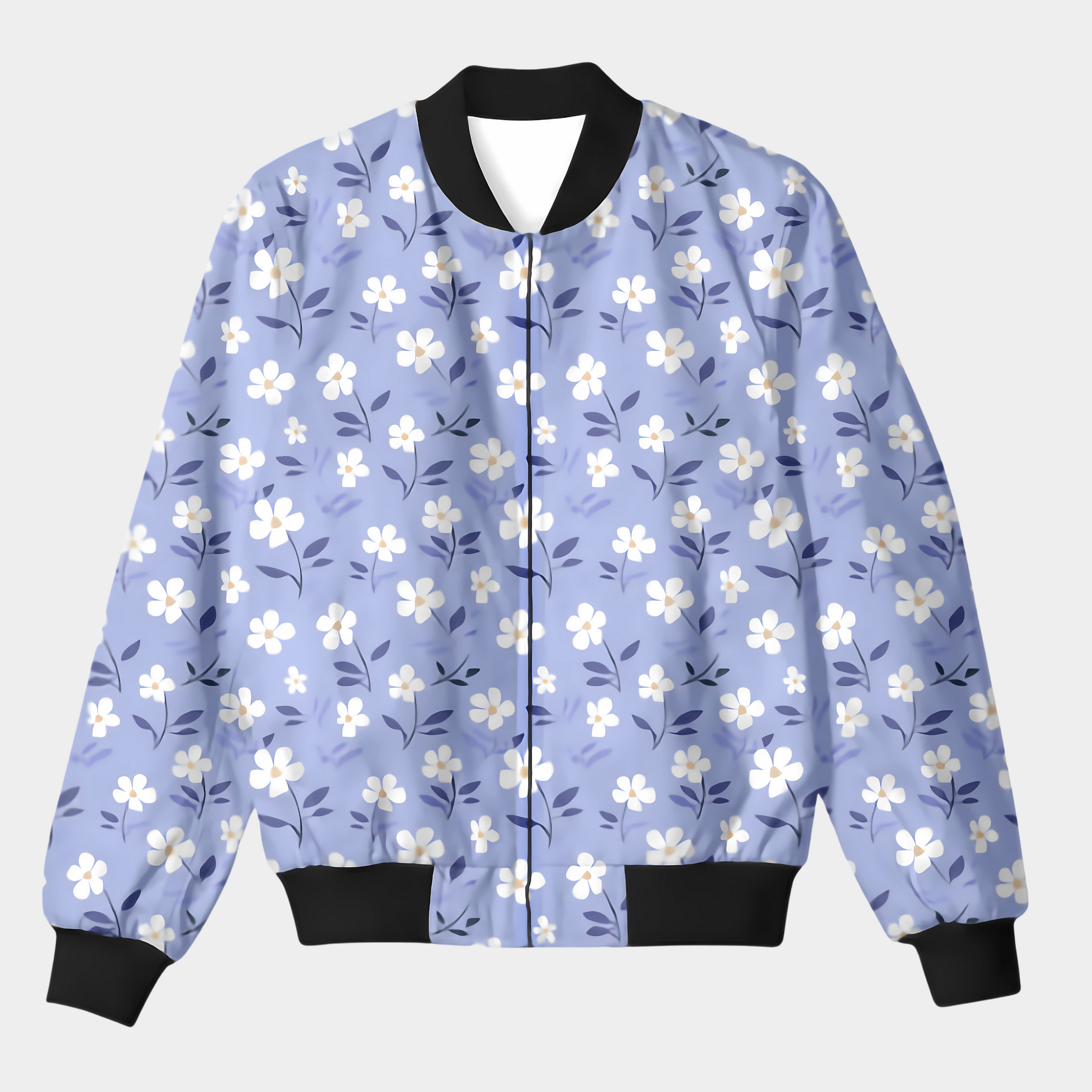 Periwinkle Flower Bomber Jacket