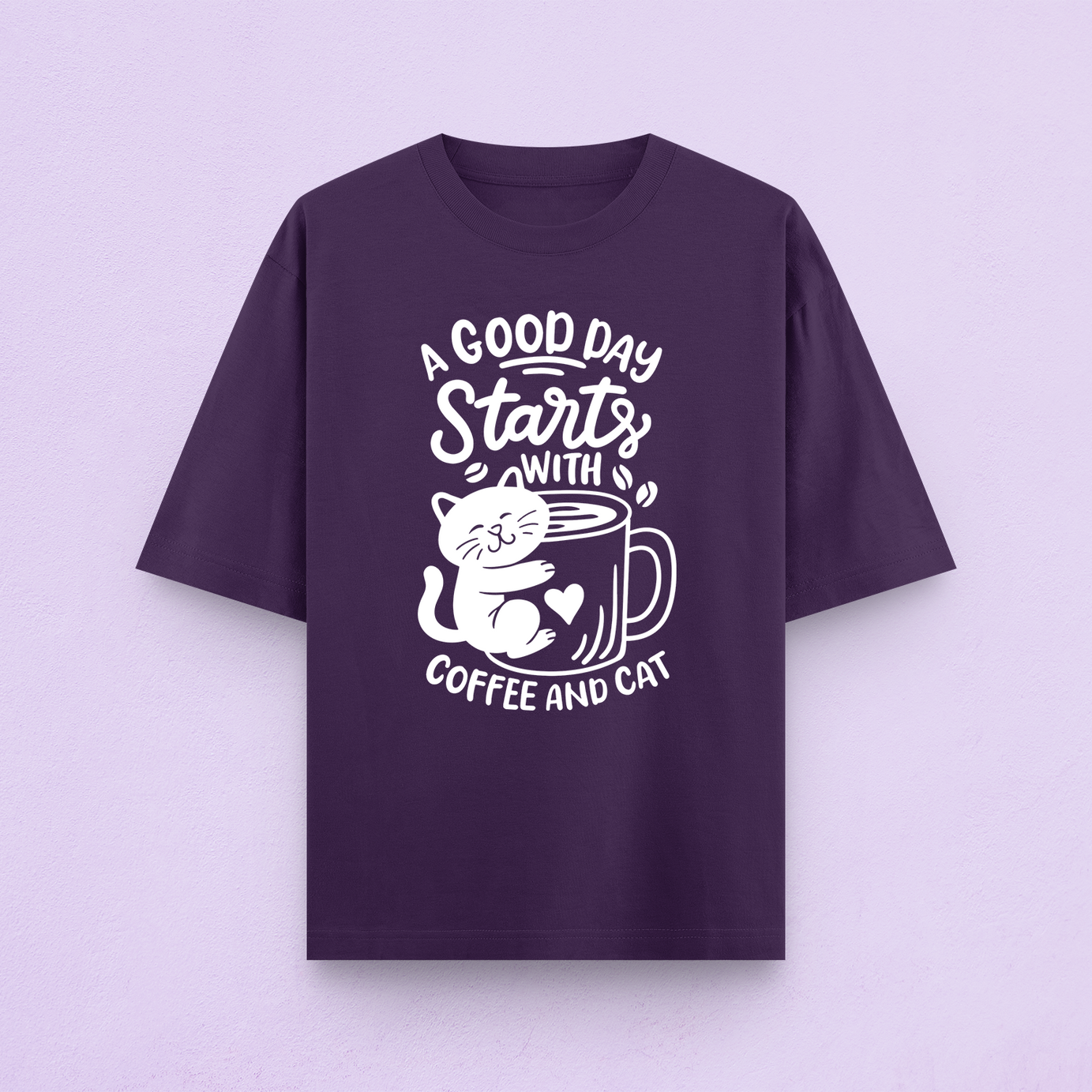 Coffee And Cats Oversized T-Shirt