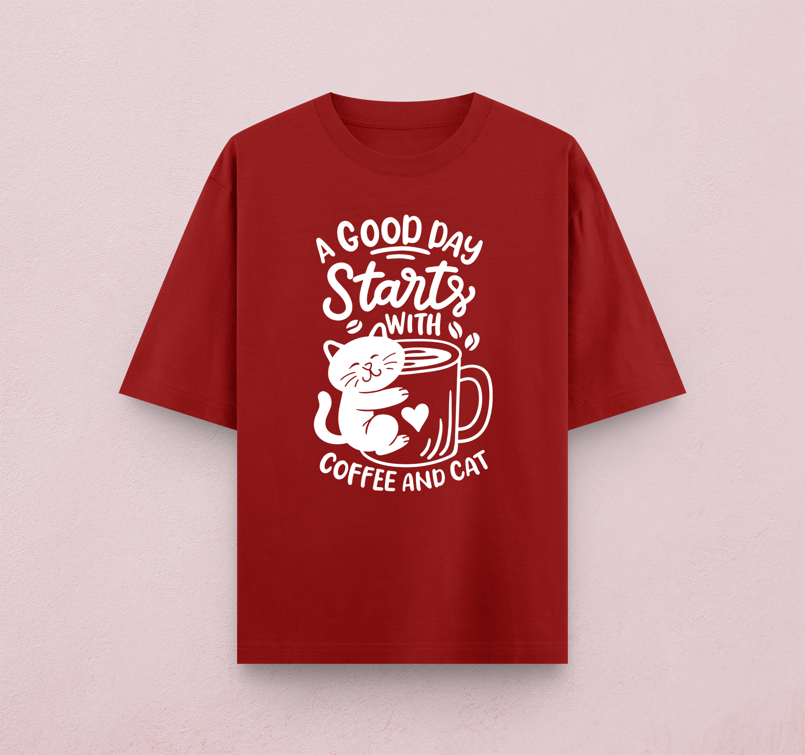 Coffee And Cats Oversized T-Shirt