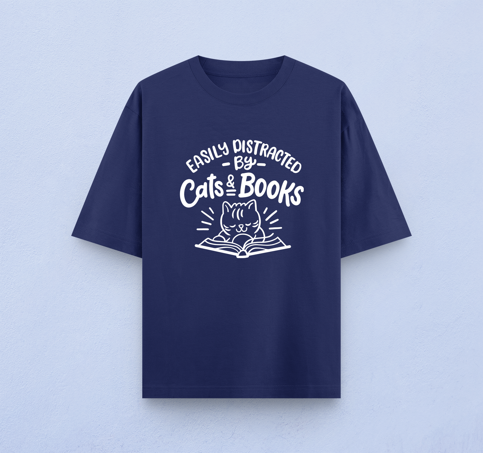 Easily Distracted By Cats And Books Oversized T-Shirt